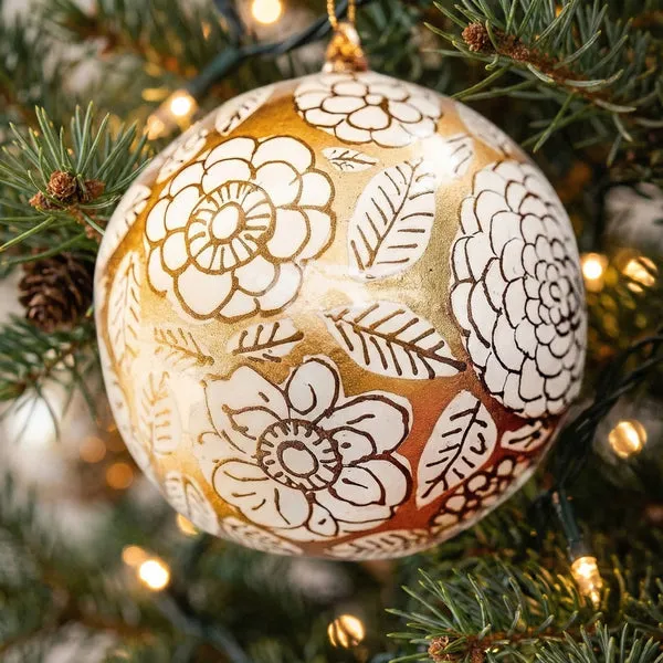 Flowrette Dolore boule de Noël florale peinte main