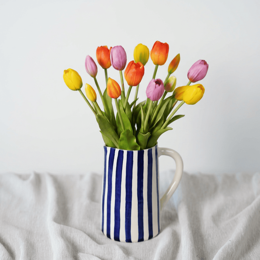 Flowrette Clémentine bouquet tulipes artificielles jaune orange rose