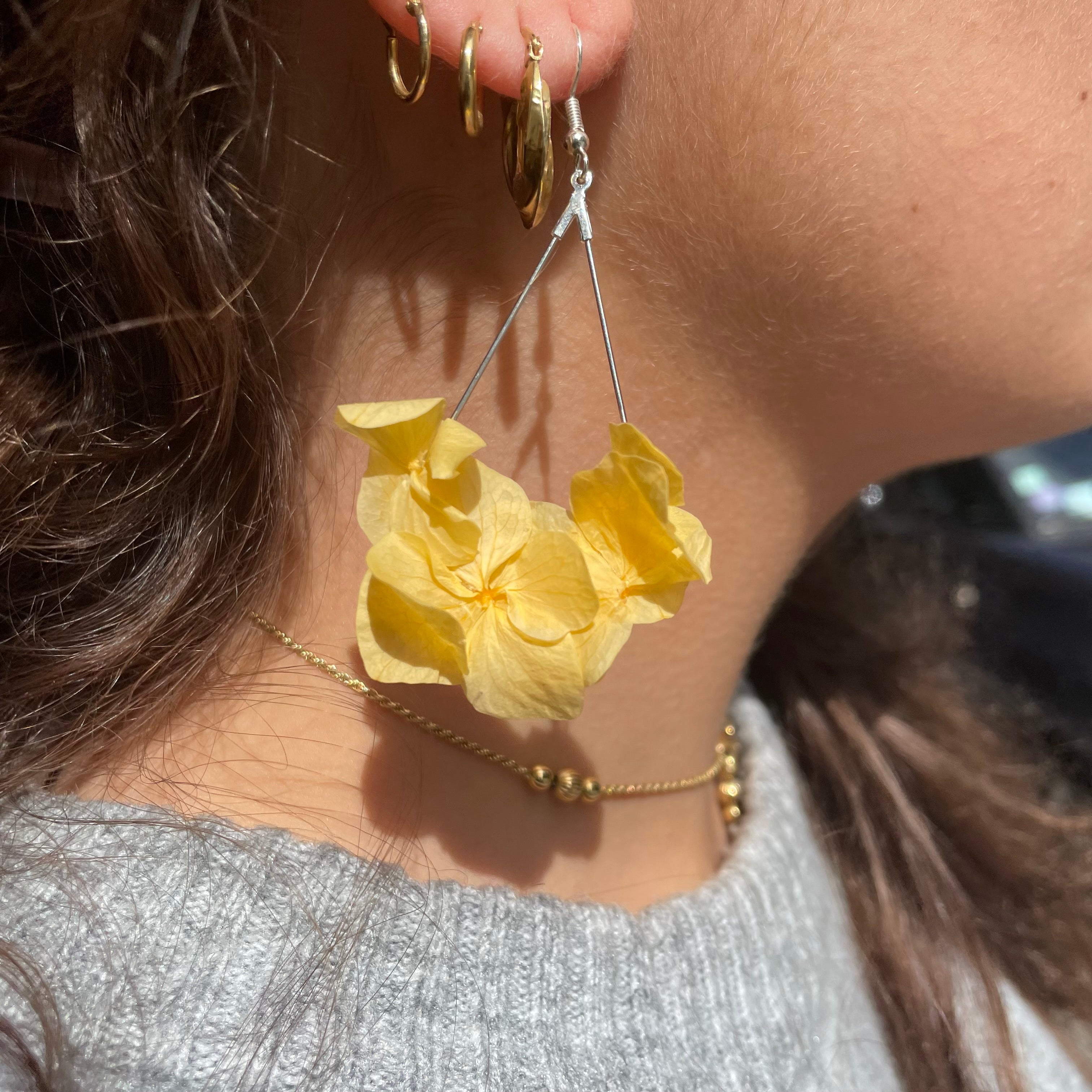 Ateliers Ouchamp Prague boucles d'oreilles hortensia jaune rose