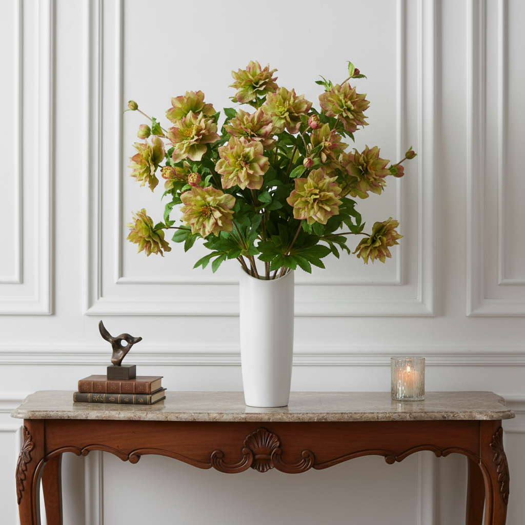 Sia Home Helleborus Niger tige fleur rose 49 cm