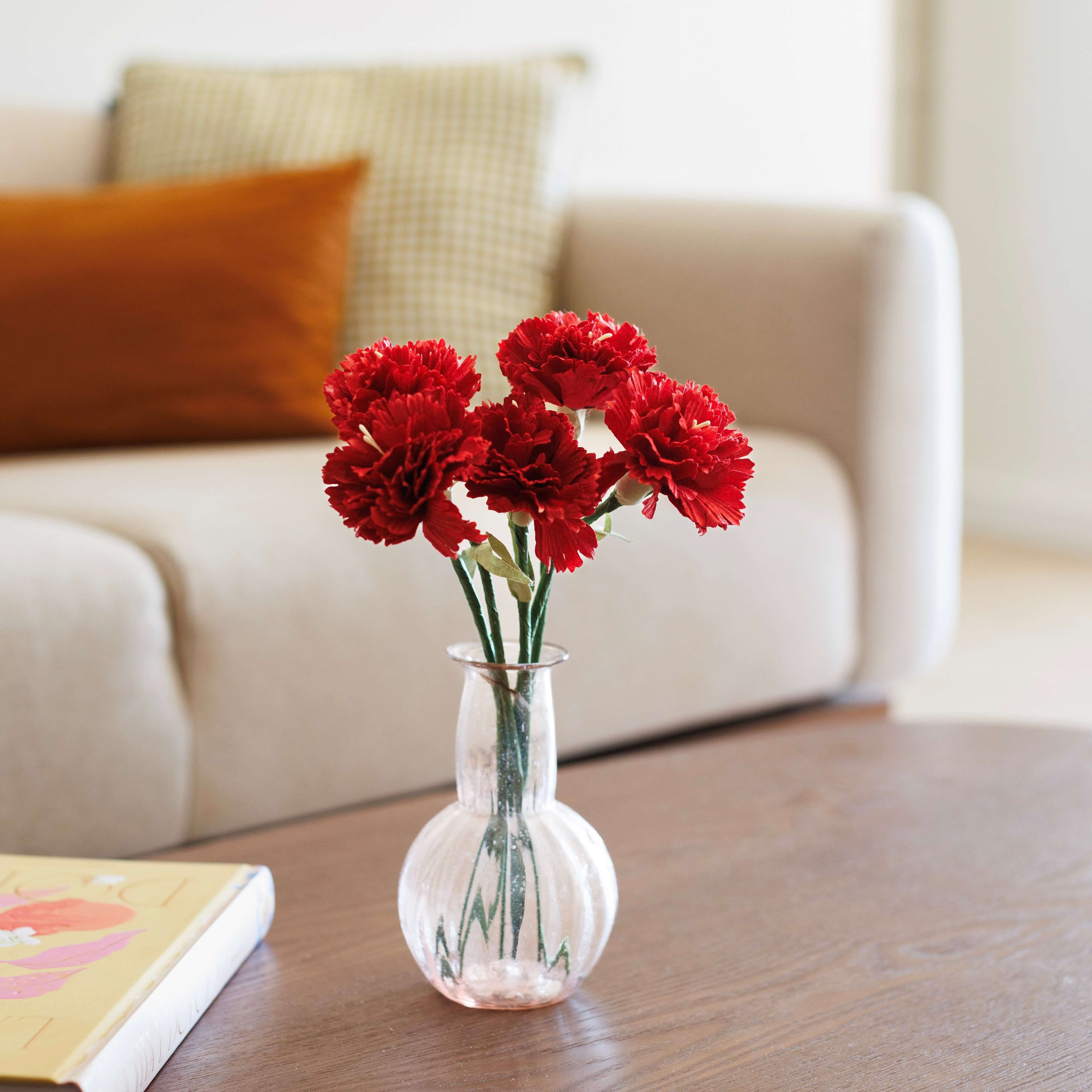 Flowrette Oeillet papier rouge fleur tige x1 romantique