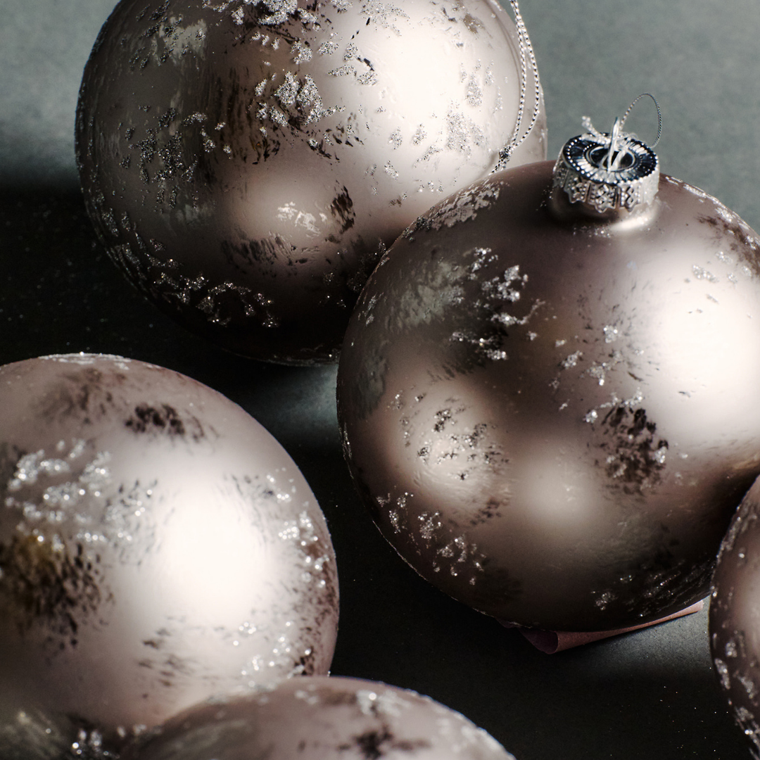 Sia Home Boule Noël Pailletée Mat 10 cm gris violet