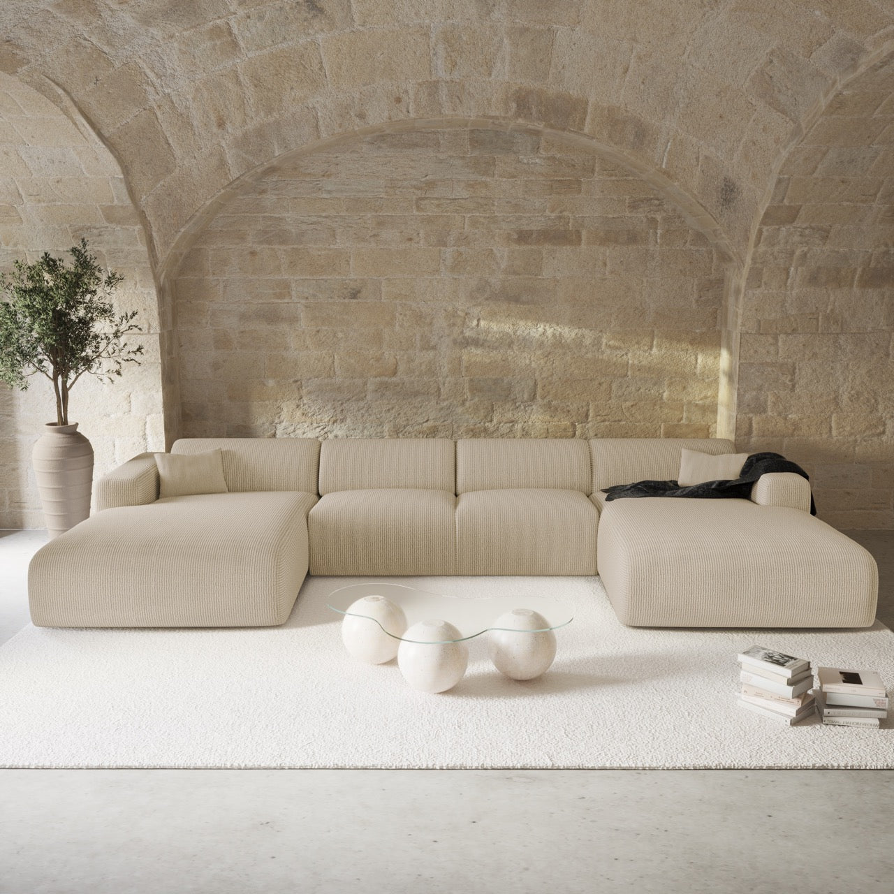 Sia Home Myra canapé symétrique crème beige 356 cm