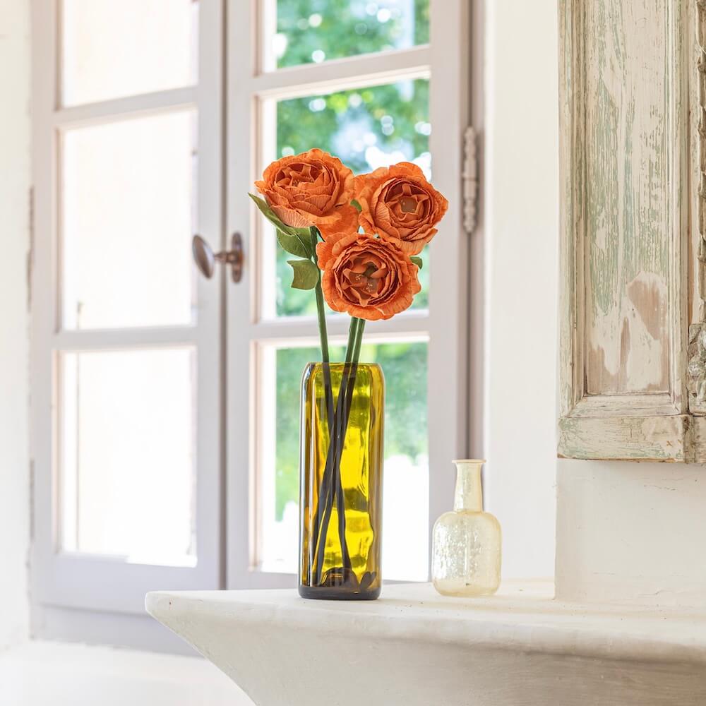 Flowrette Camélia Papier Orange Fleur x1 Éternelle