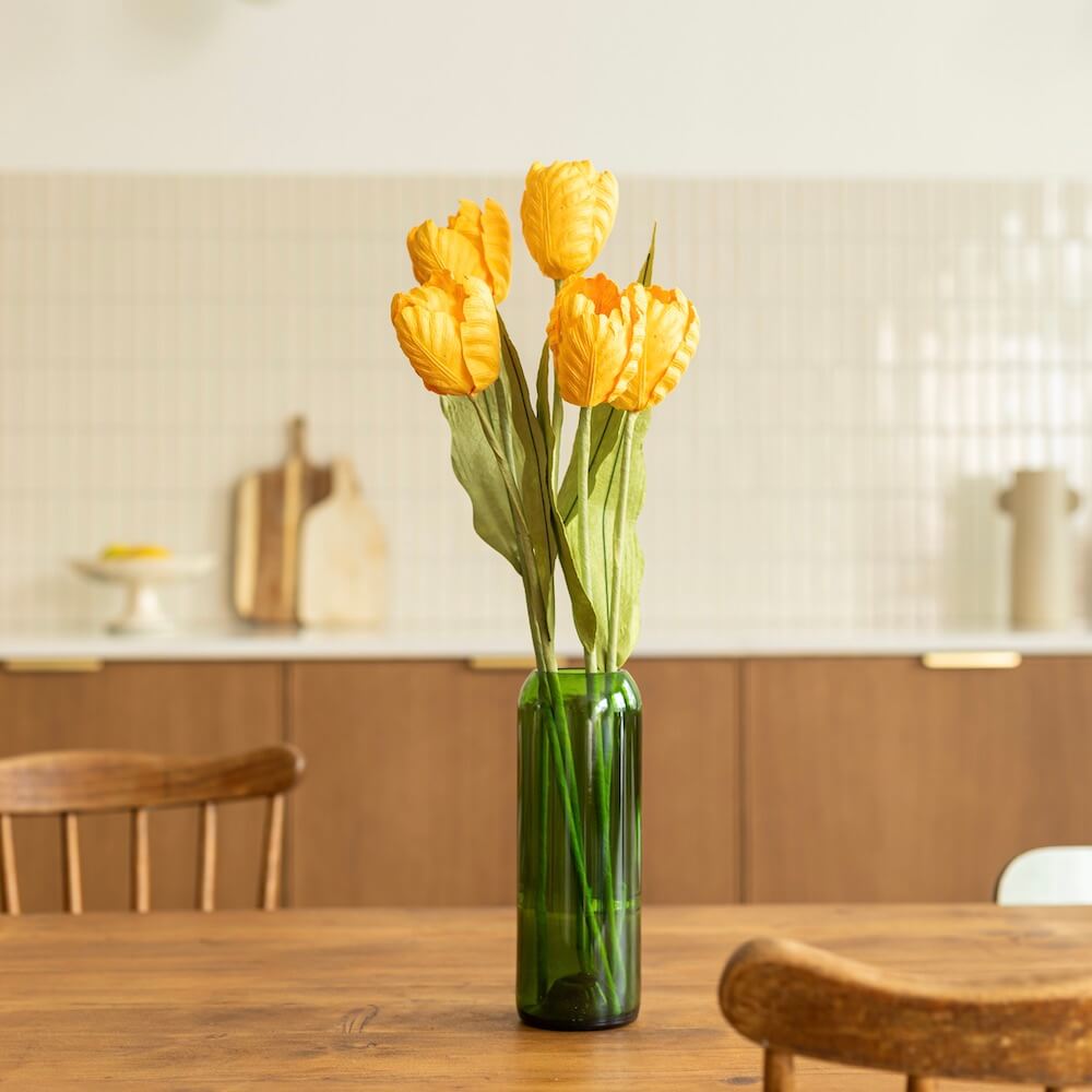 Flowrette Tulipe en papier jaune tige x1 sans entretien