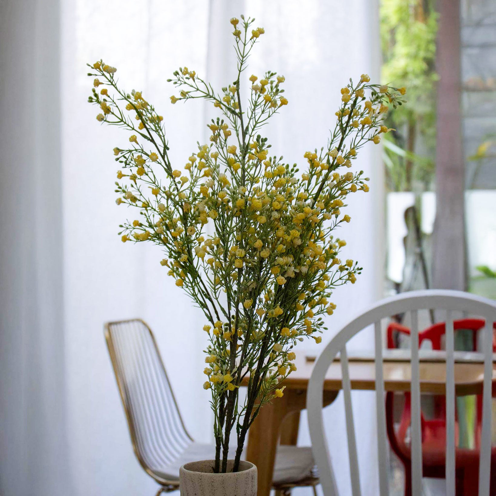 Flowrette Gypsophile jaune fleur artificielle branche x1