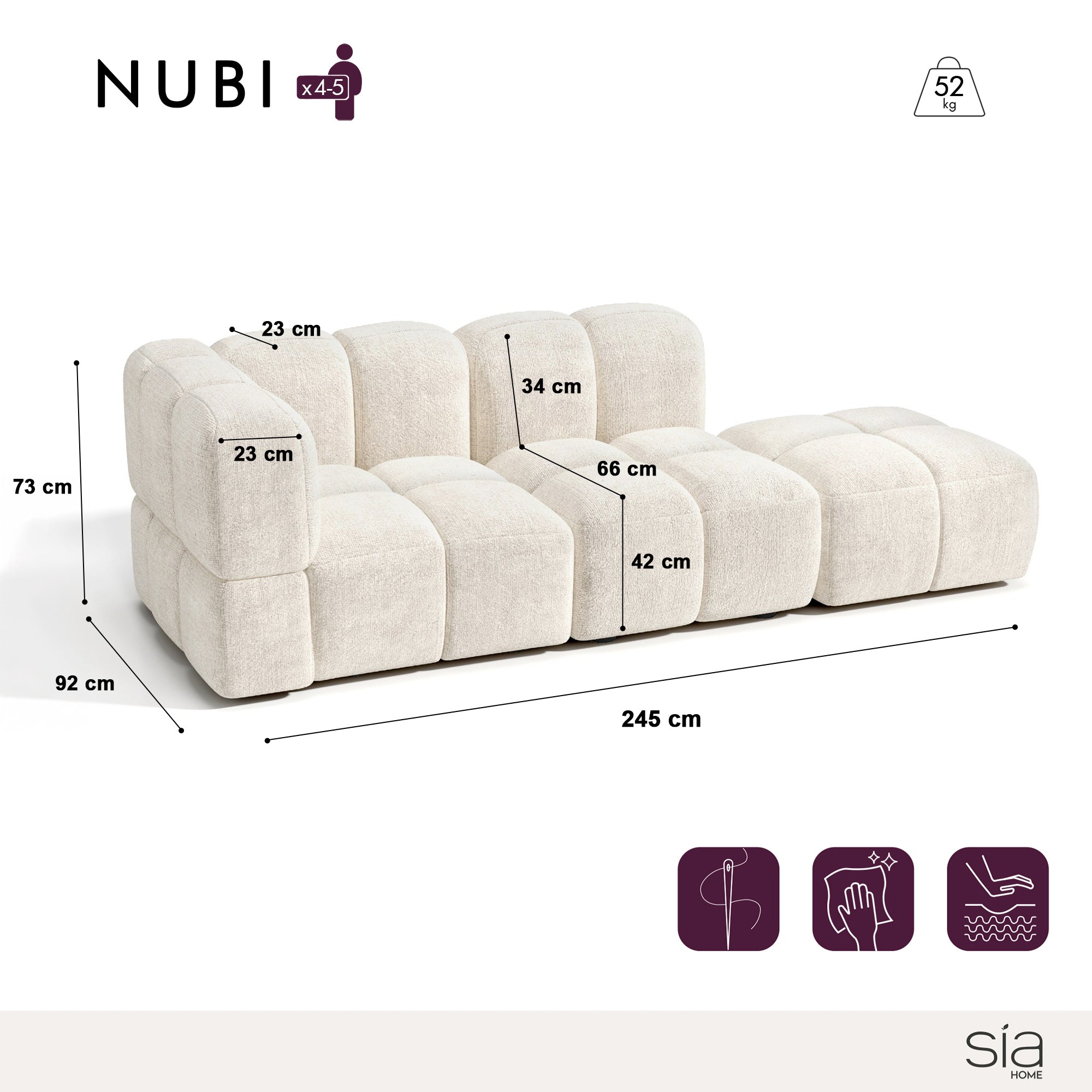 Sia Nubi canapé modulable gauche tissu salon