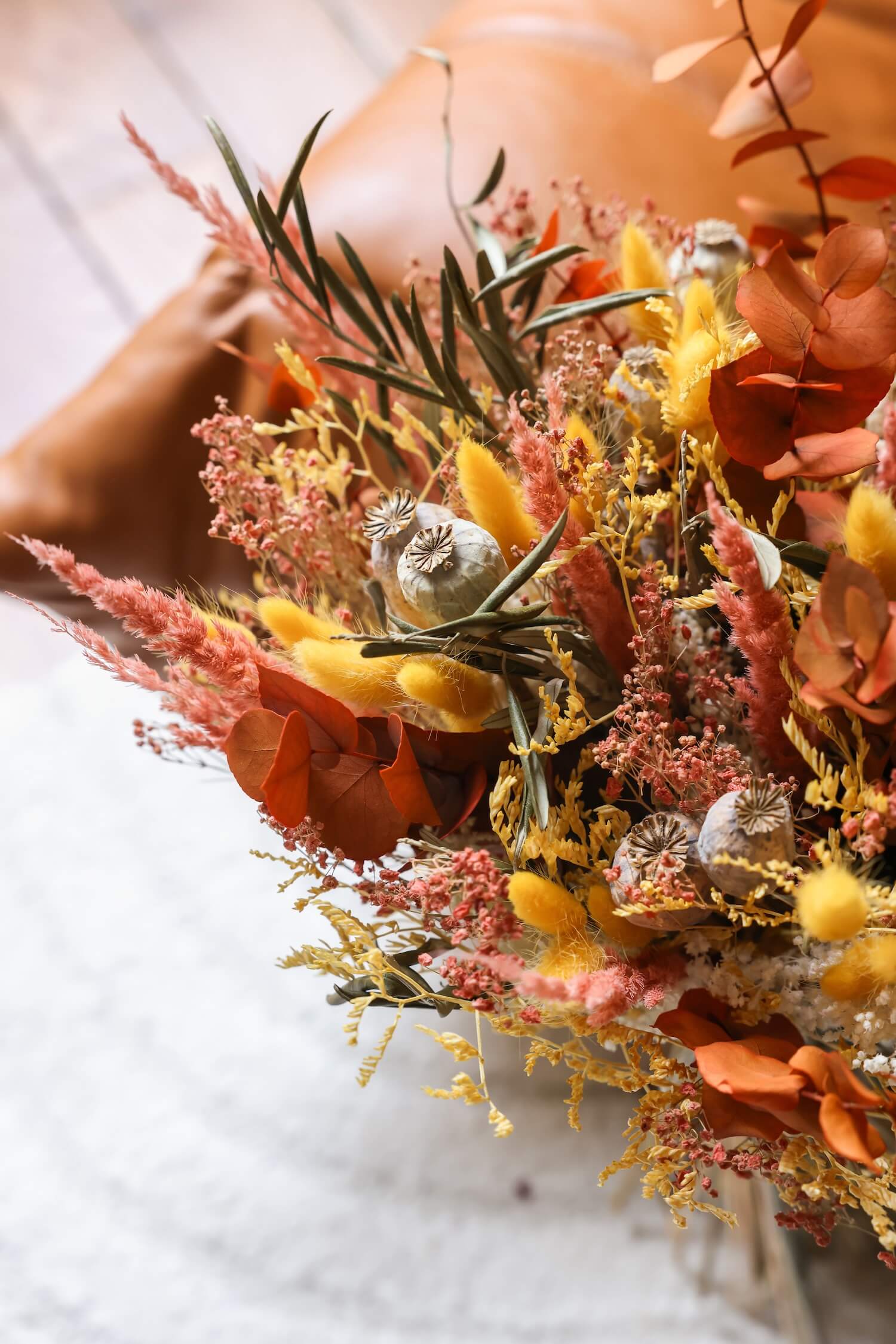 Flowrette Louis bouquet fleurs séchées S orange