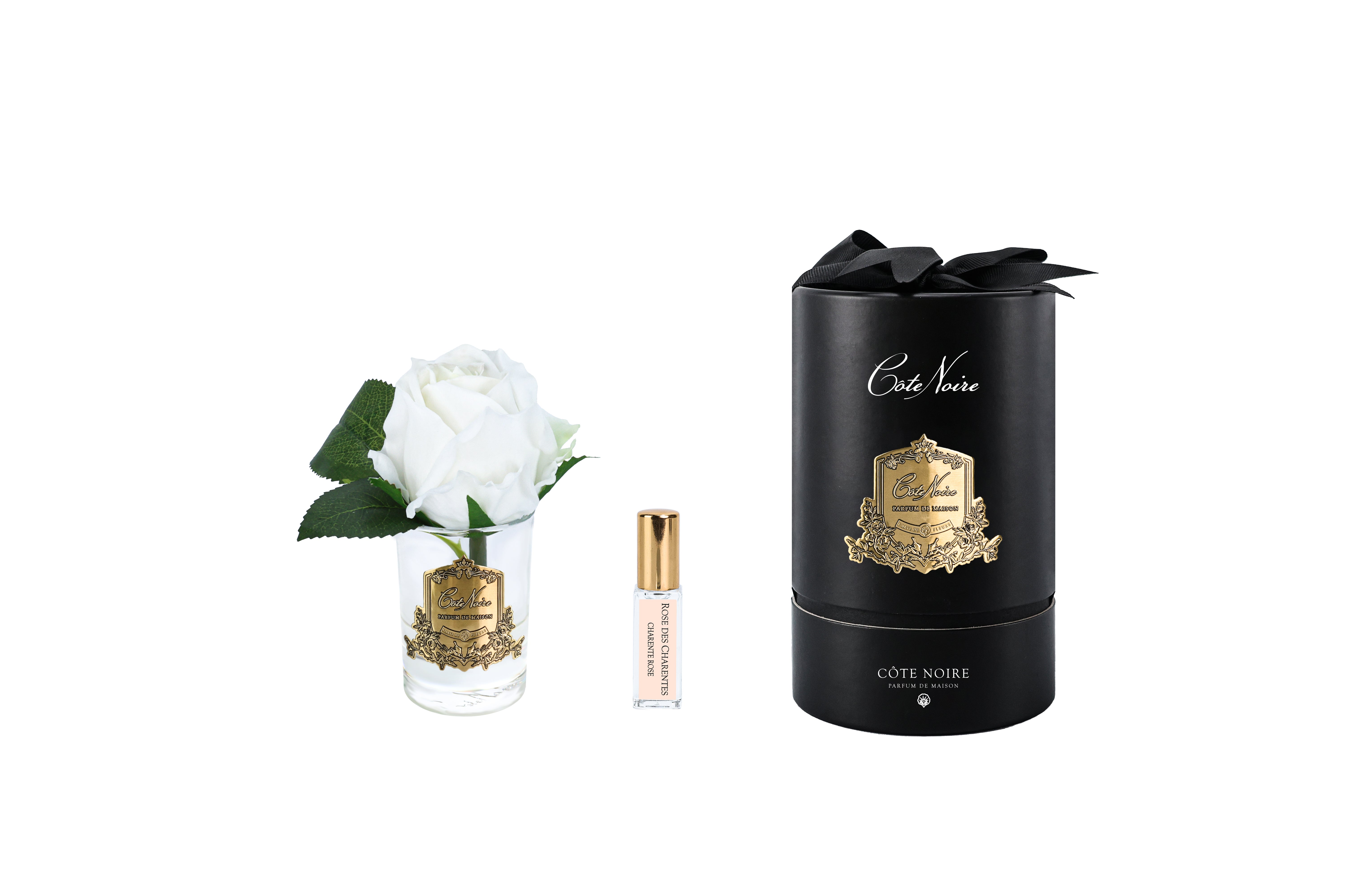 Côte Noire Perfumed Flowers RMR41 bouton rose blanc verre