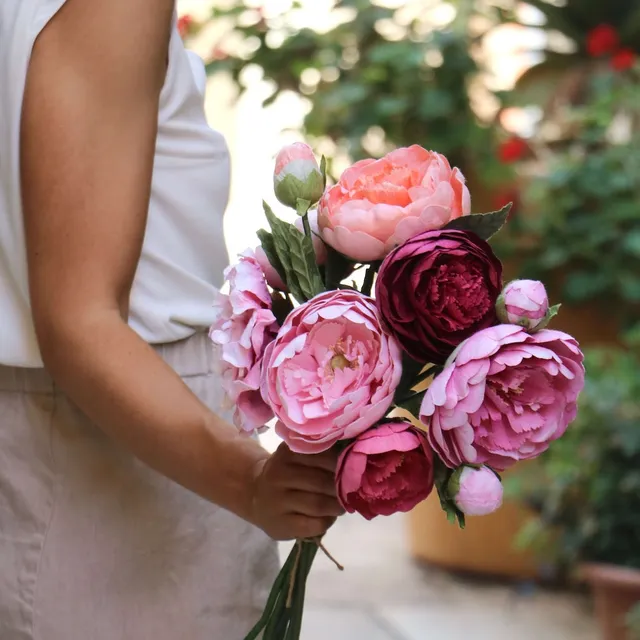 Flowrette Fleurs en papier Bouquet pivoines rose pêche