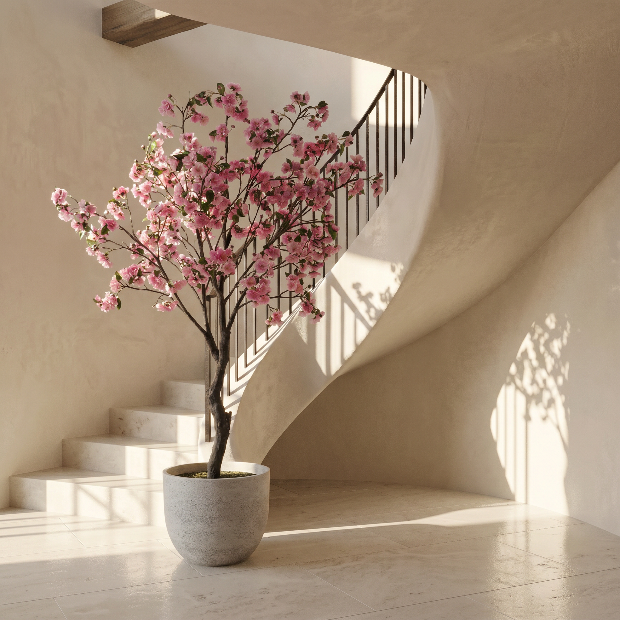 Sia Home Cerisier en fleurs en pot 210 cm arbre rose