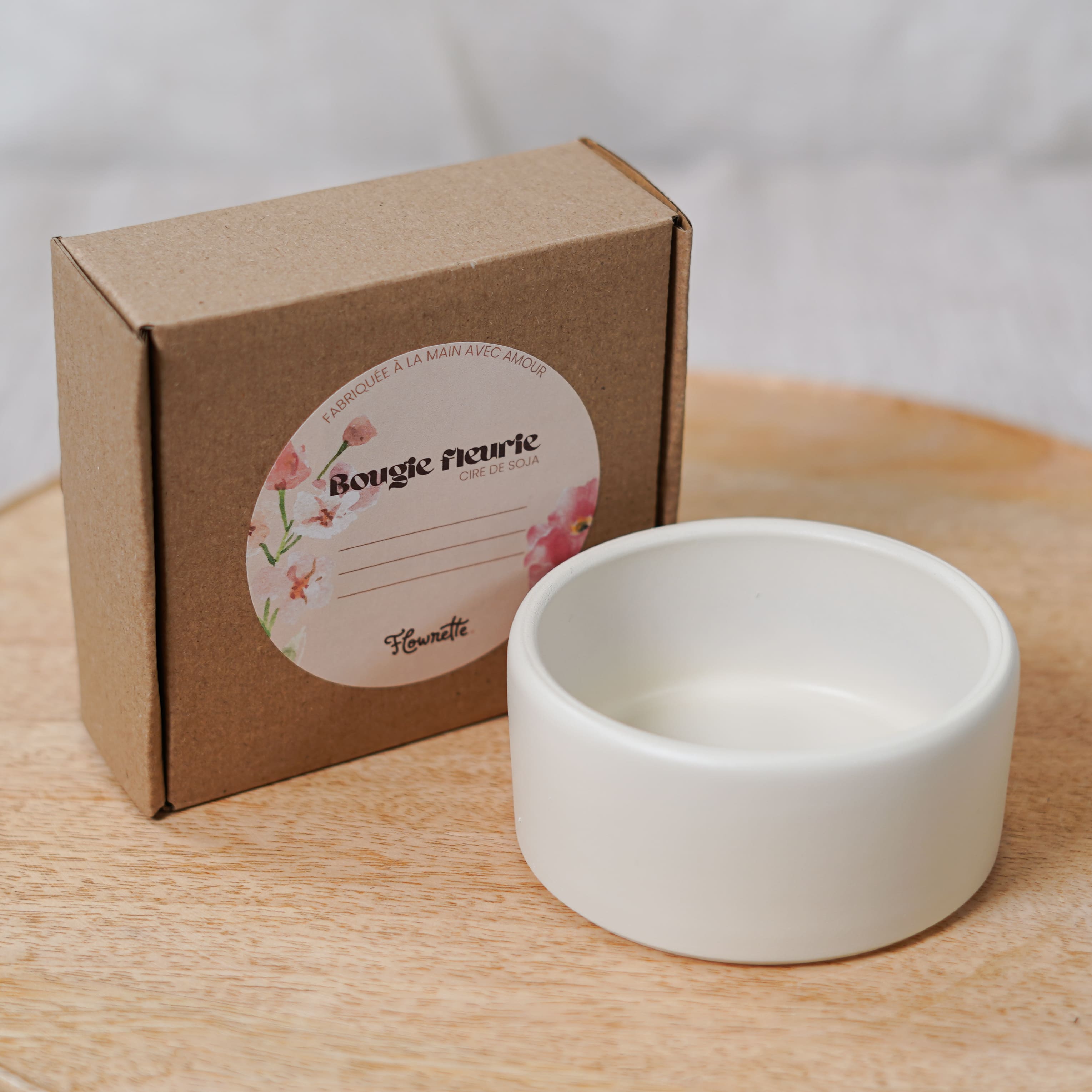 Flowrette Pot céramique à bougie gris pâle 200 g