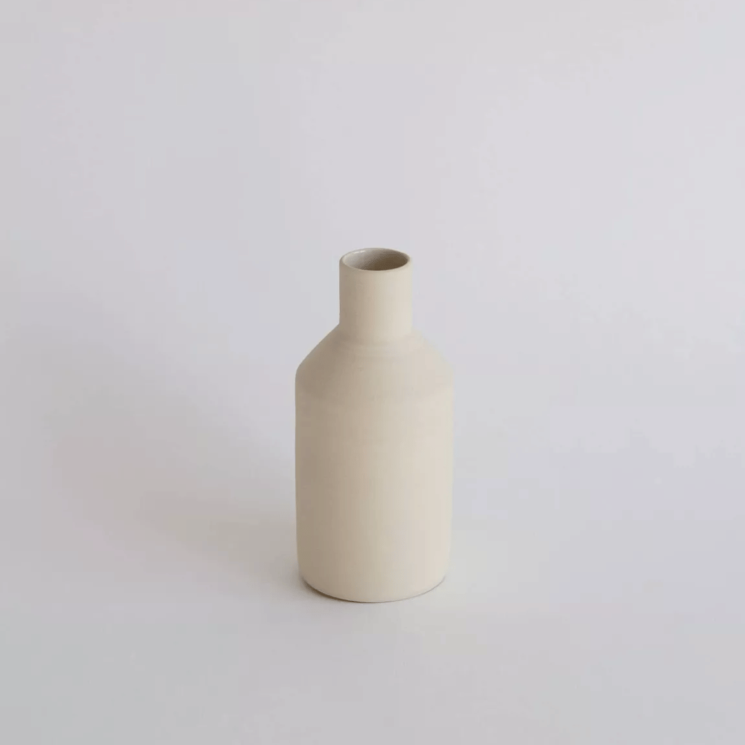 Flowrette Naturalis vase grès beige cylindrique fait main
