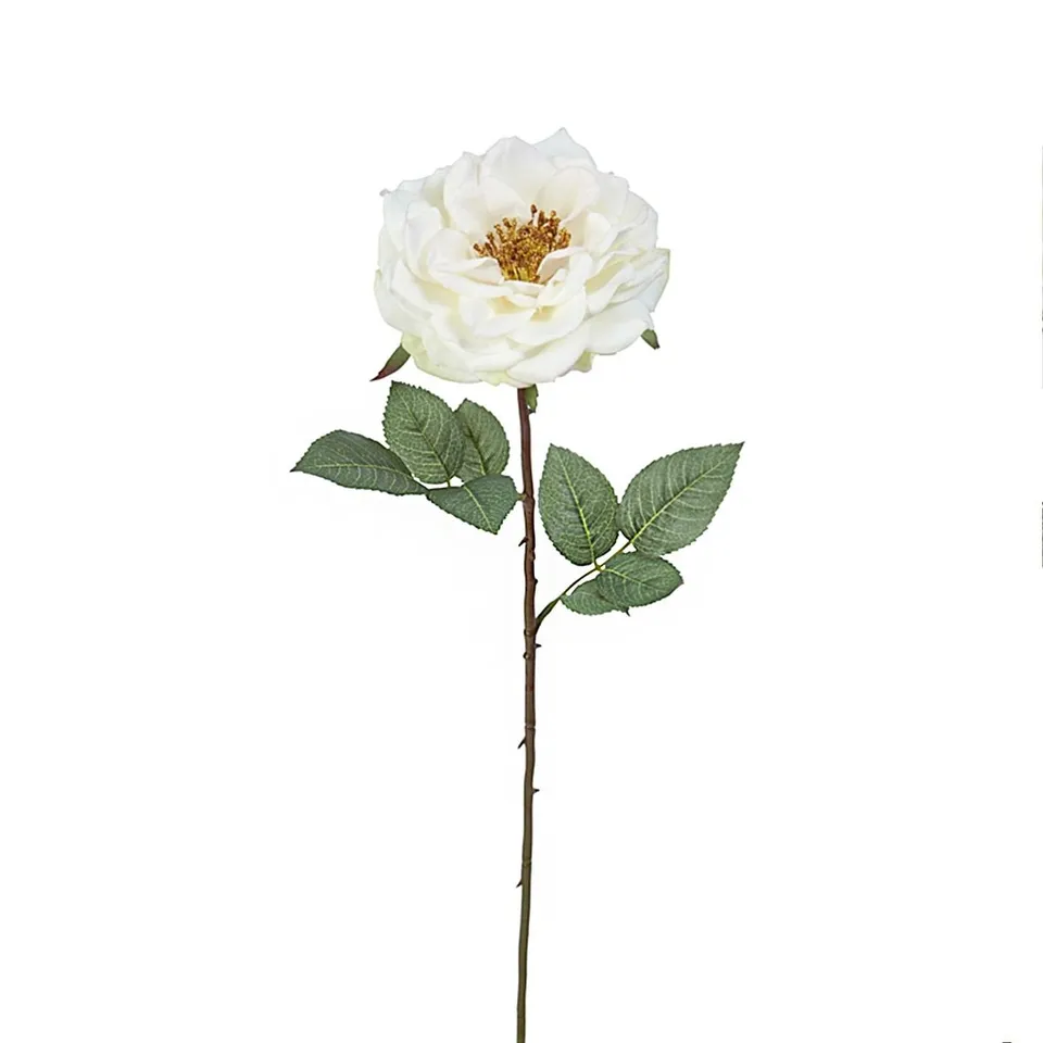 Sia Sophie tige rose artificielle ouverte 64cm blanc