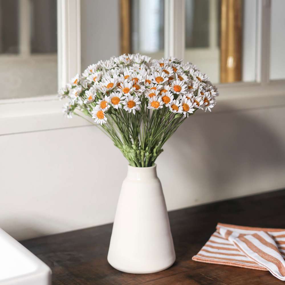 Flowrette Camomille en papier fleur blanche tige x1