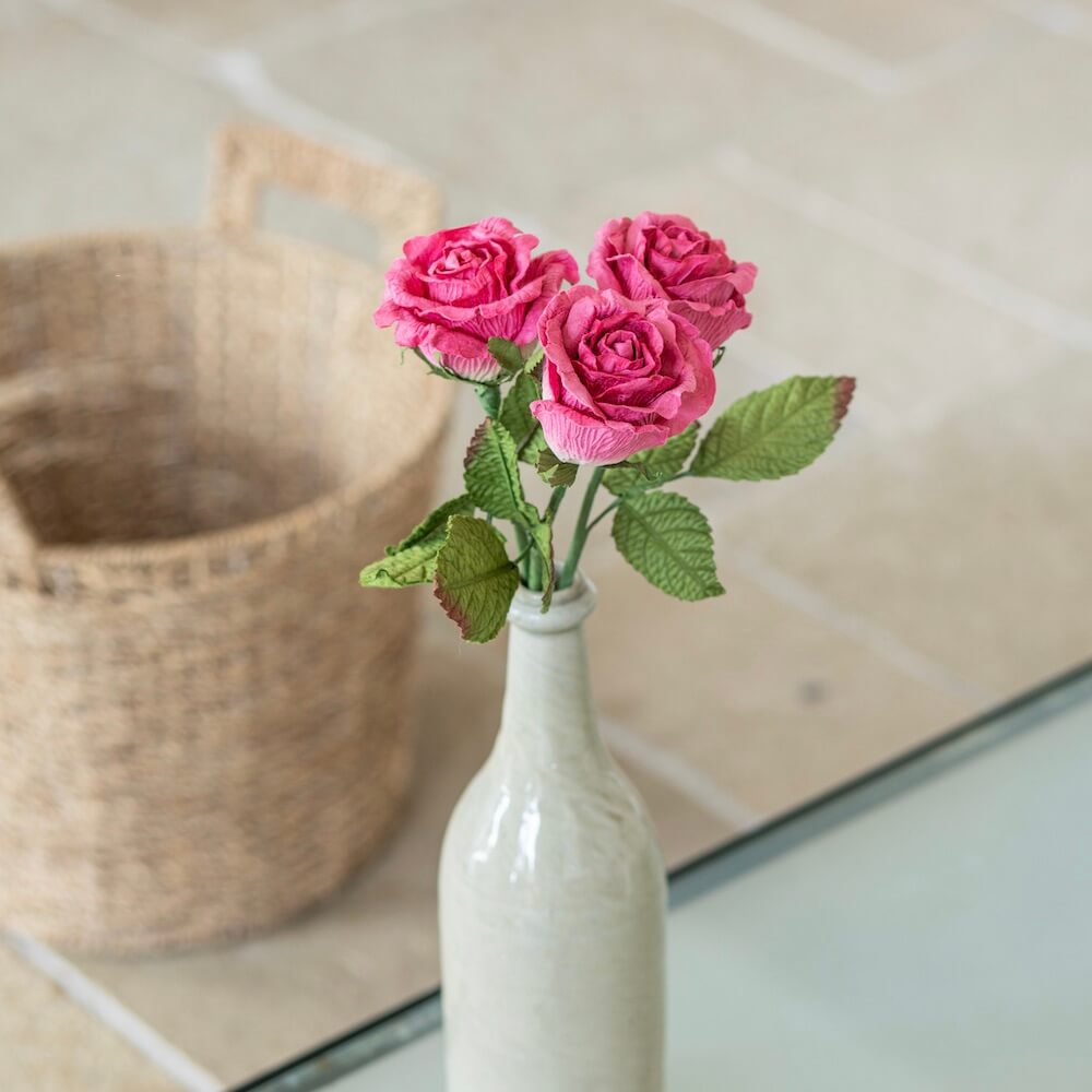 Flowrette Lady Rose fleur papier fuchsia sans entretien