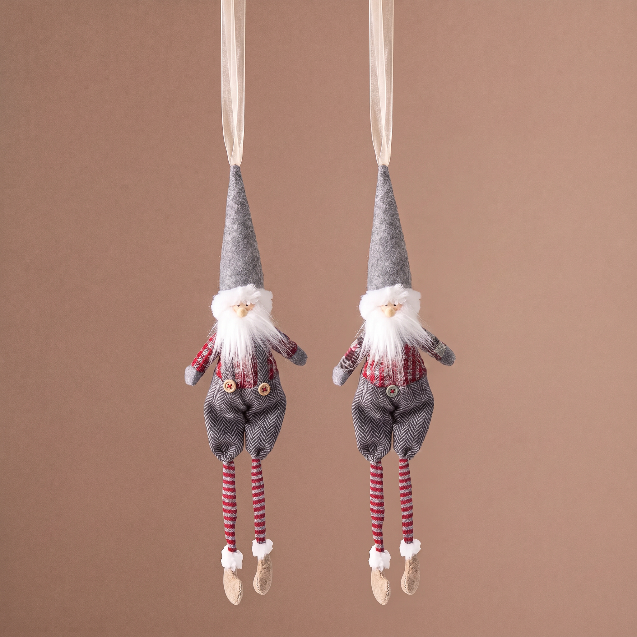 Sia Olaf Set 2 Suspensions Pères Noël Rouge Gris 28 cm