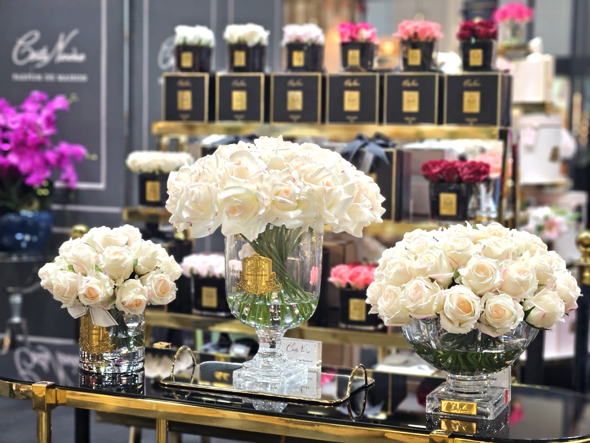 Côte Noire Centrepiece CPRB02 bouquet parfumé blush buds gold rose