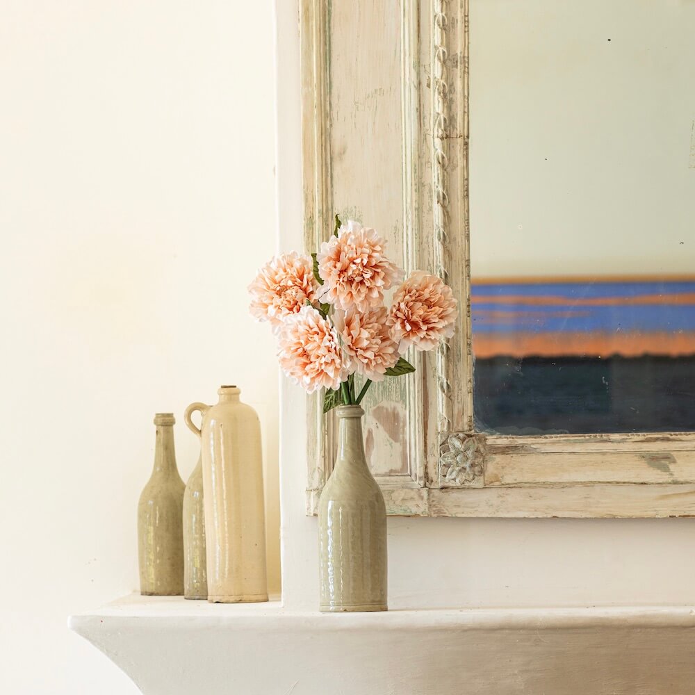 Flowrette Dahlia fleur papier corail blanc x1 salon