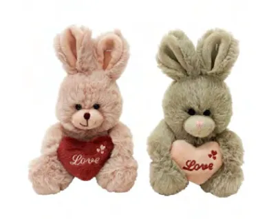 Feuillazur lapin peluche cœur LOVE rose