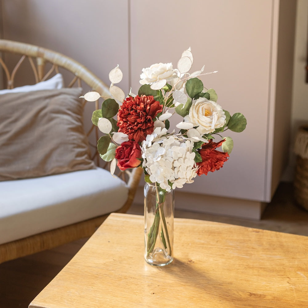 Flowrette Botticelli bouquet fleurs papier rouge blanc