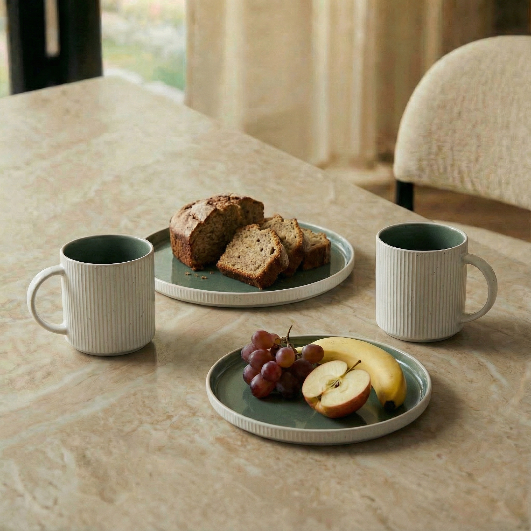 Sia Home Amsterdam service 4 tasses en grès beige 10 cm