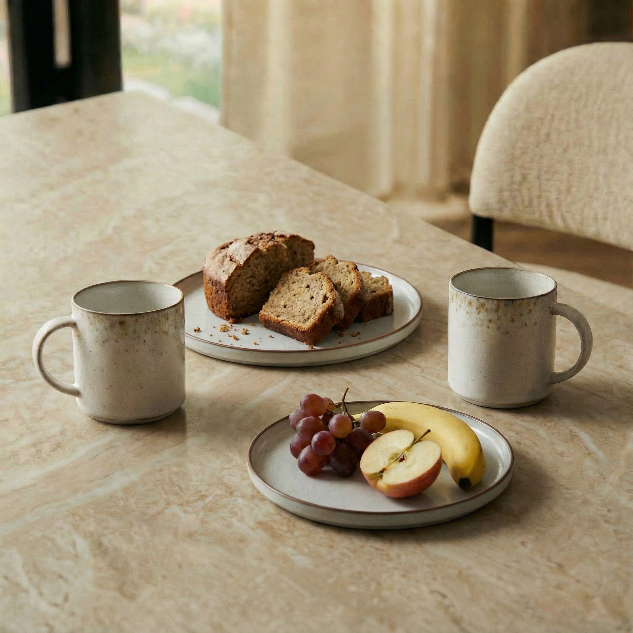 Sia Home Karlstad Service 4 tasses grès blanc 9 cm