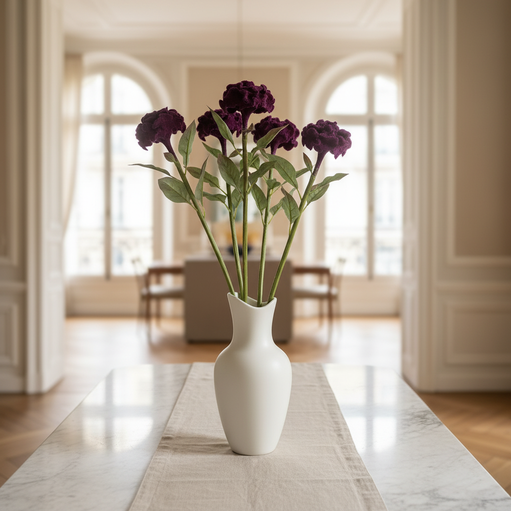 Sia Celosia tige fleur artificielle 53 cm rose