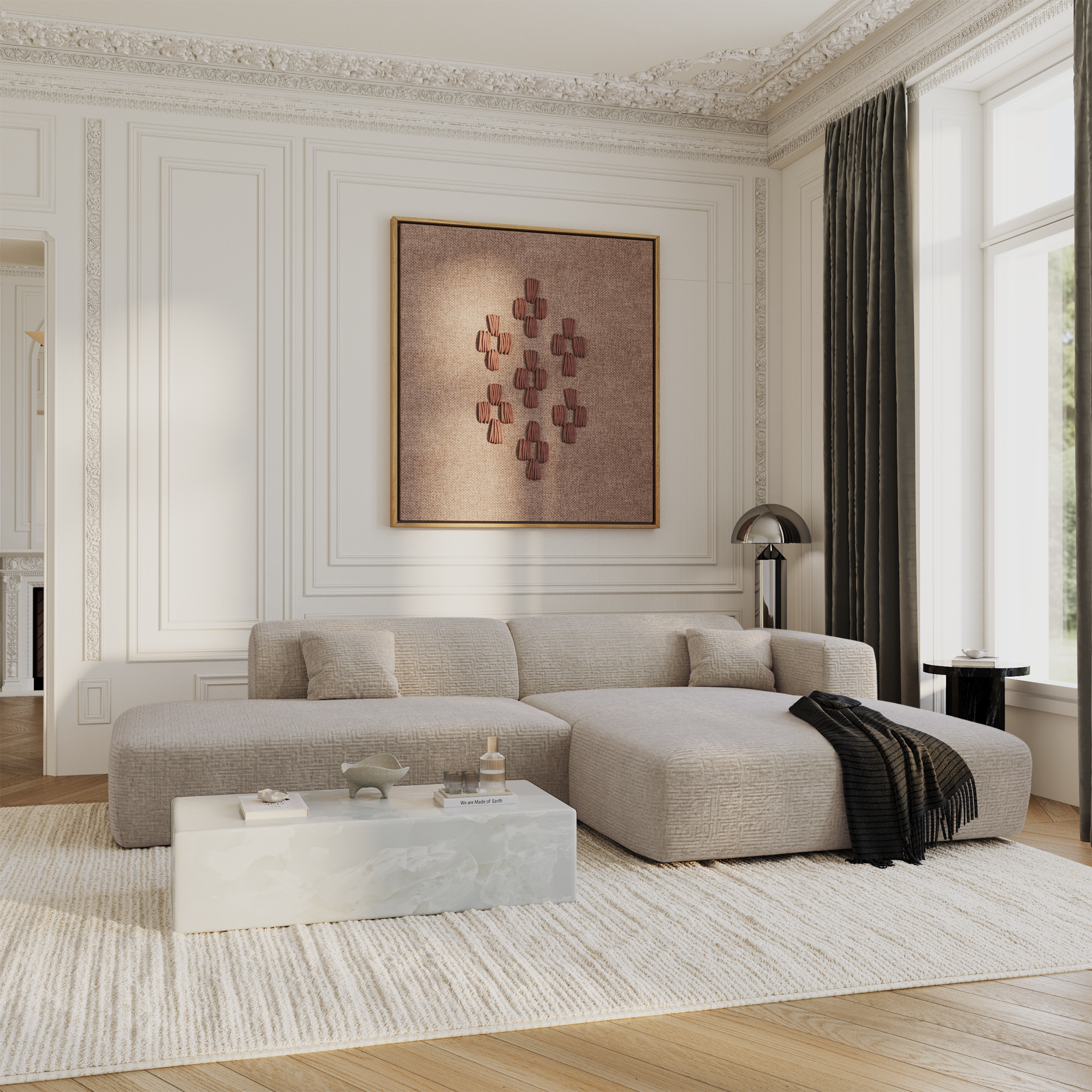Sia Home Myra Canapé angle droit ouvert crème