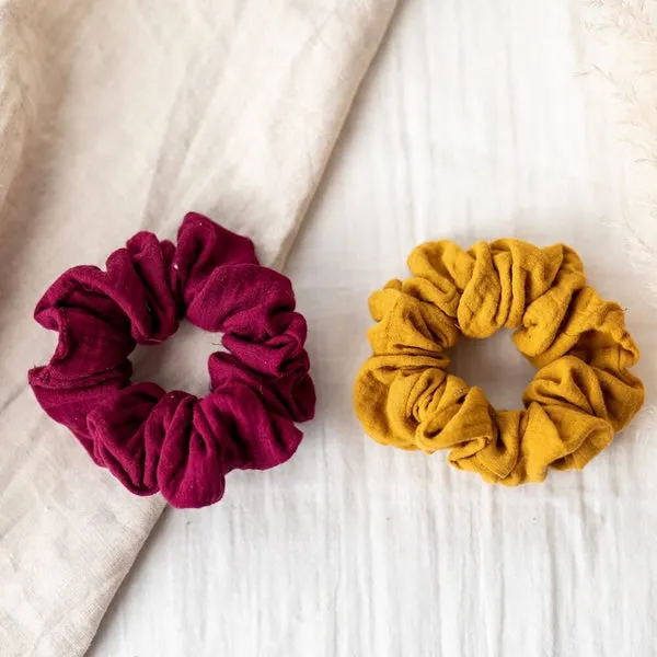 Flowrette Duo chouchous coton bordeaux jaune 2 pièces