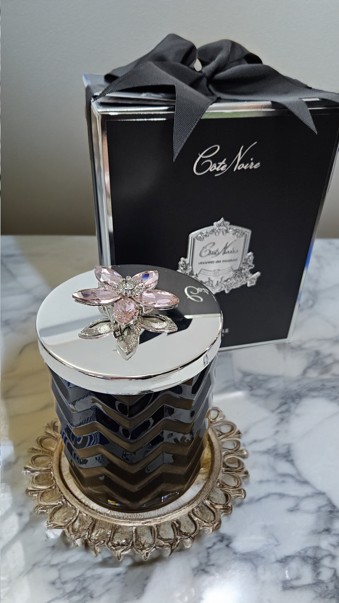 Côte Noire Herringbone HCS02 bougie parfumée champagne rose 600 g