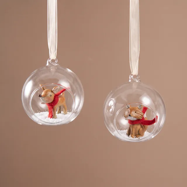 Sia Home Rudy Biche et Renard Boules Noël Rouge Lot 2