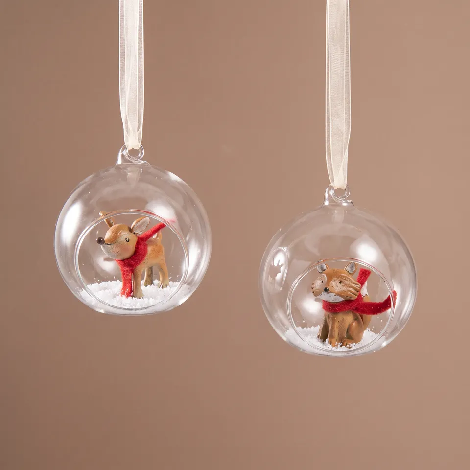 Sia Home Rudy Biche et Renard Boules Noël Rouge Lot 2