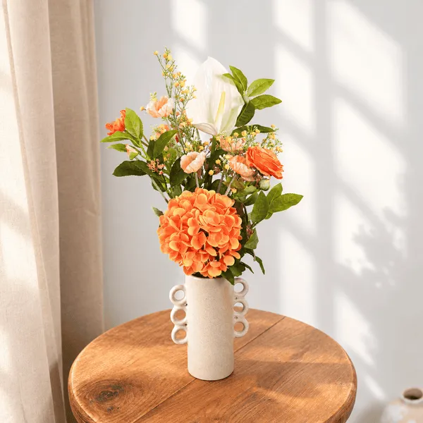 Flowrette Hortense bouquet fleurs artificielles orange coquelicots