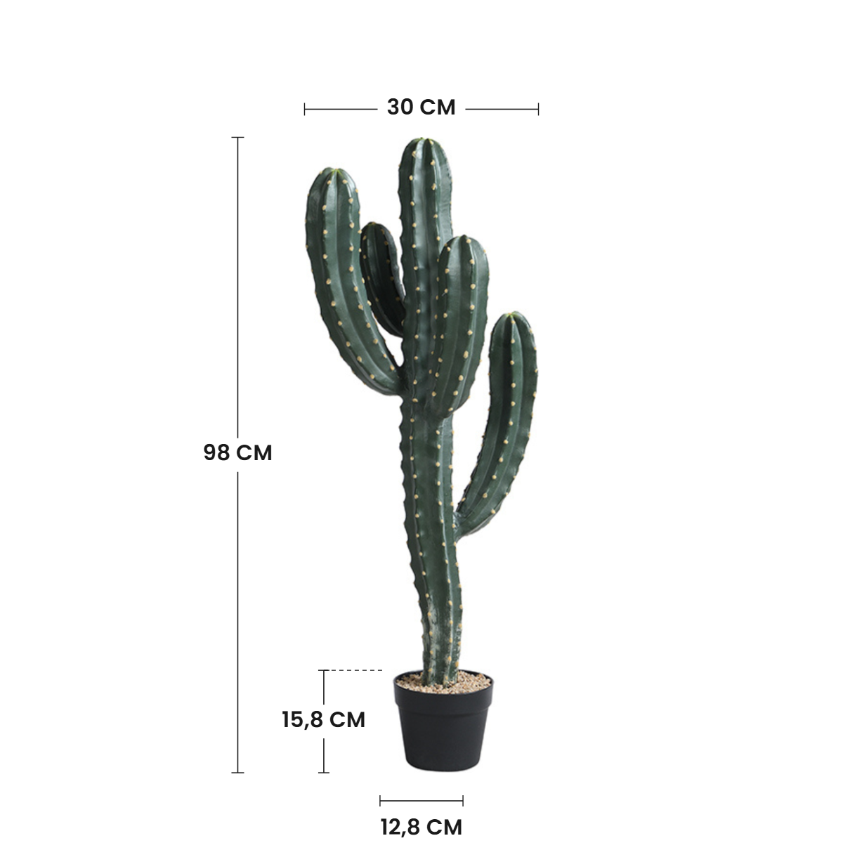 Sia Cereus 98 cm cactus artificiel vert en pot graviers