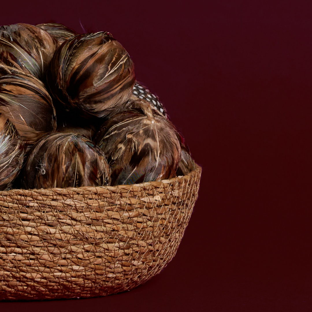 Sia Home Boules suspensions Noël Plumes 6 cm marron