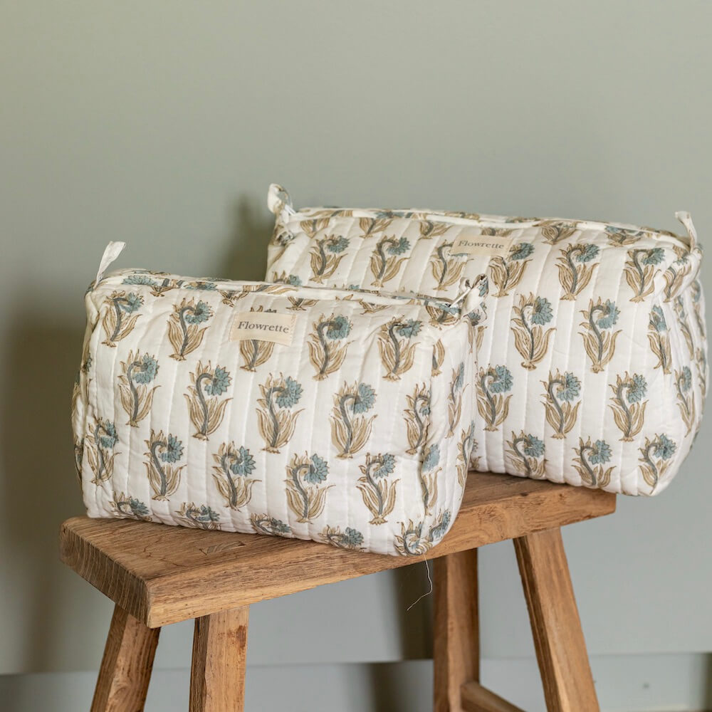Flowrette Delhi trousse toilette coton block print taille M