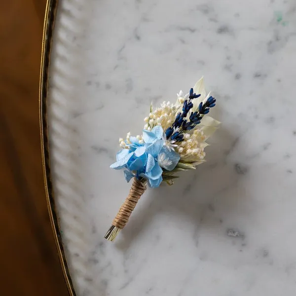 Flowrette Camille boutonnière fleurs séchées blanche mariage