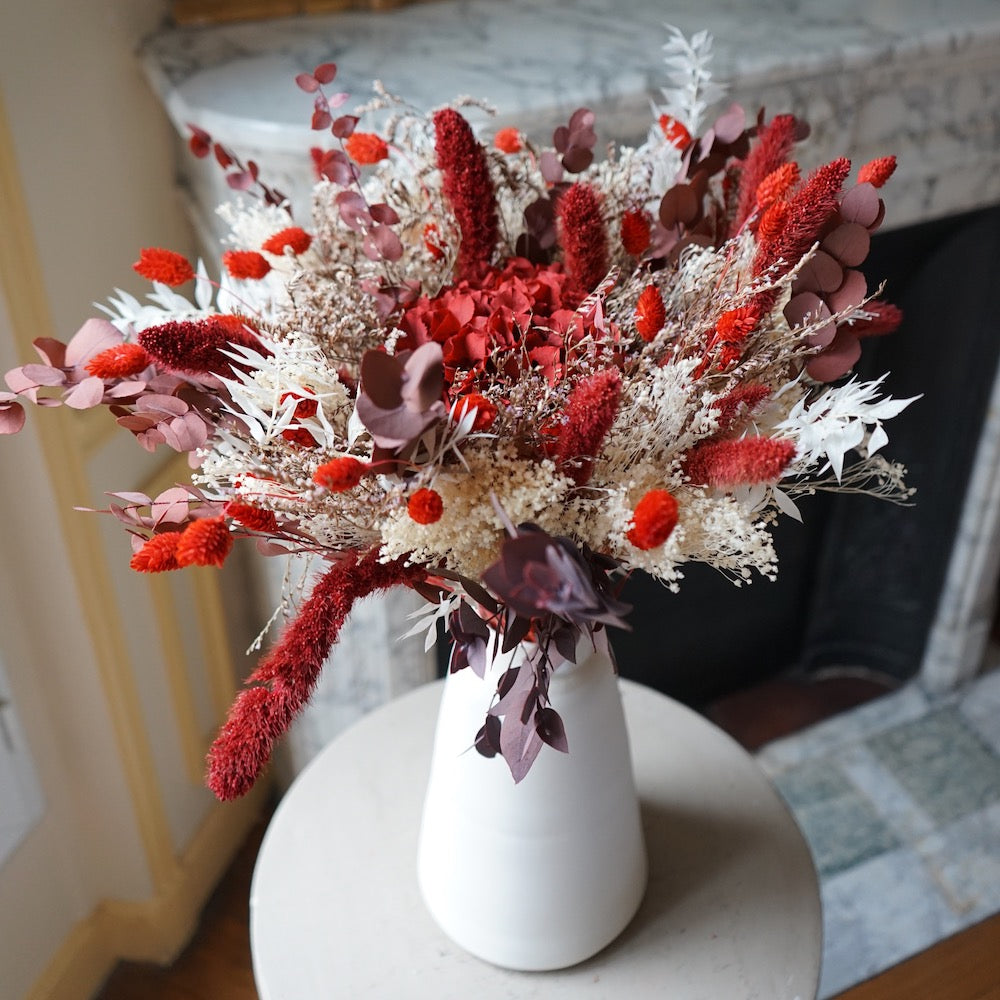 Flowrette Bel Amour bouquet séché rouge taille M