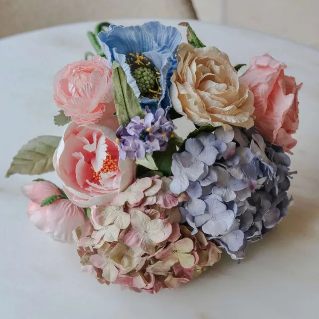 Flowrette Tamara bouquet fleurs en papier pastel fait main