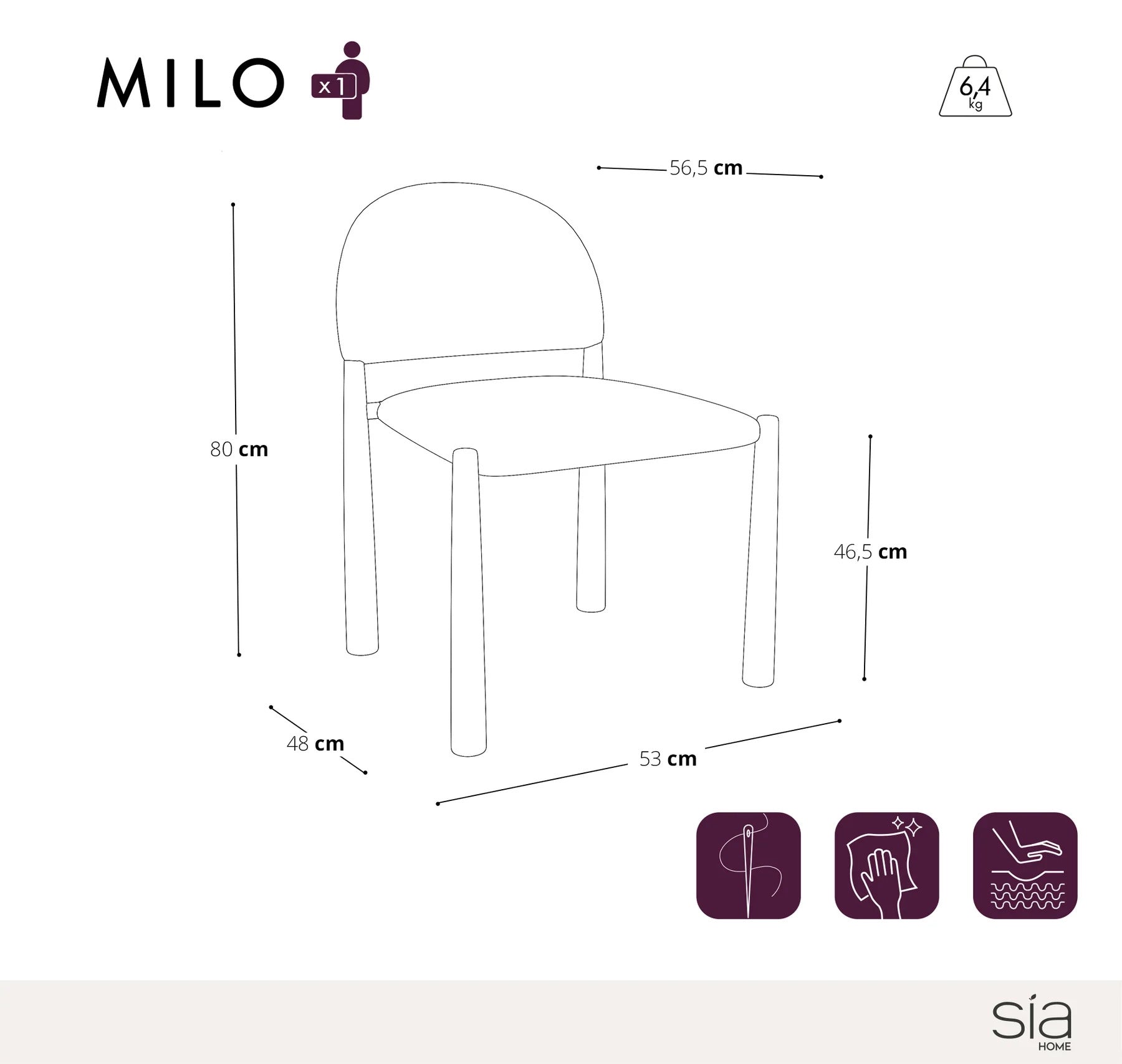 Sia Chaises Milo chaise beige assise déco