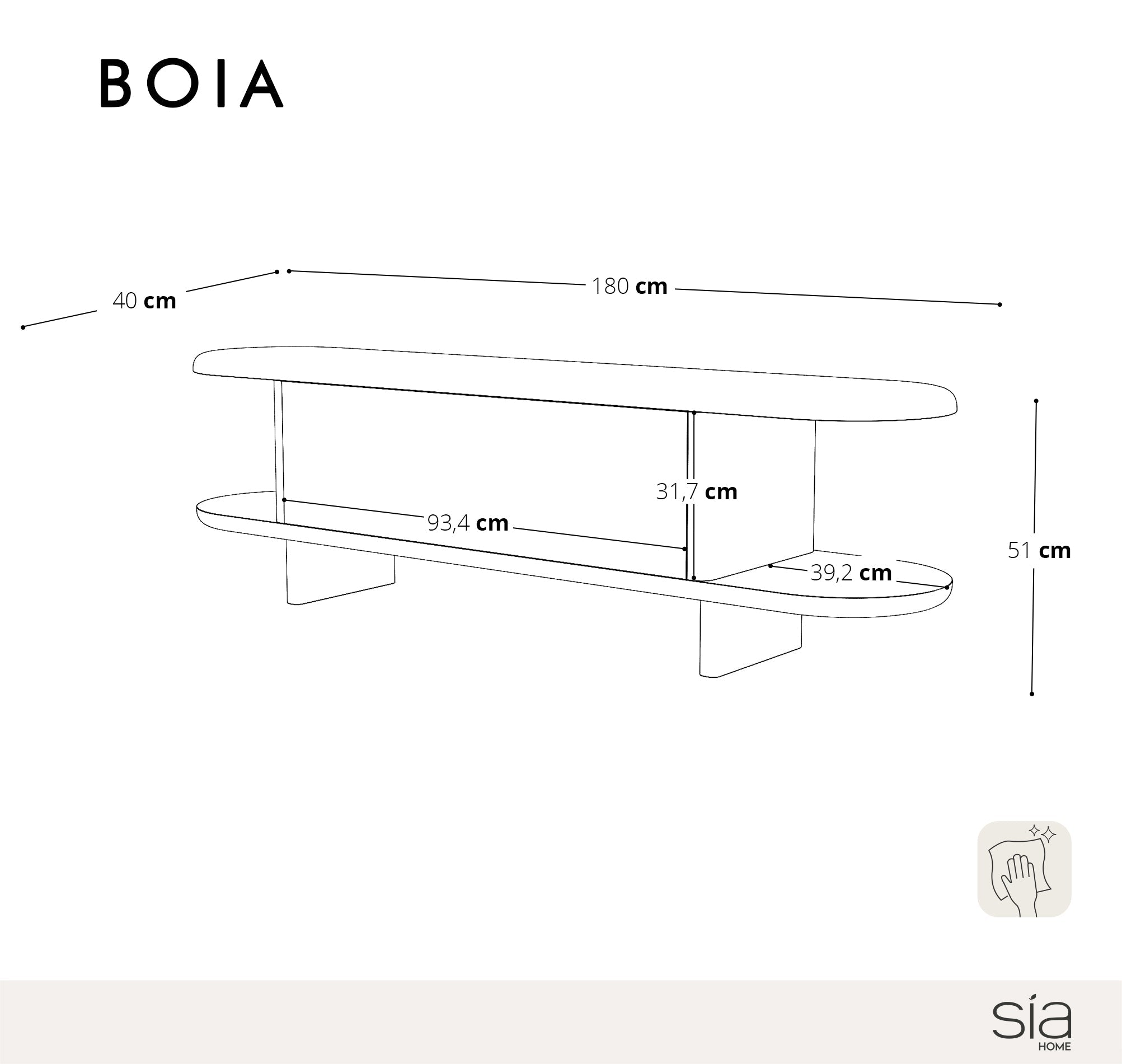 Sia Home Boia meuble TV noyer rangement