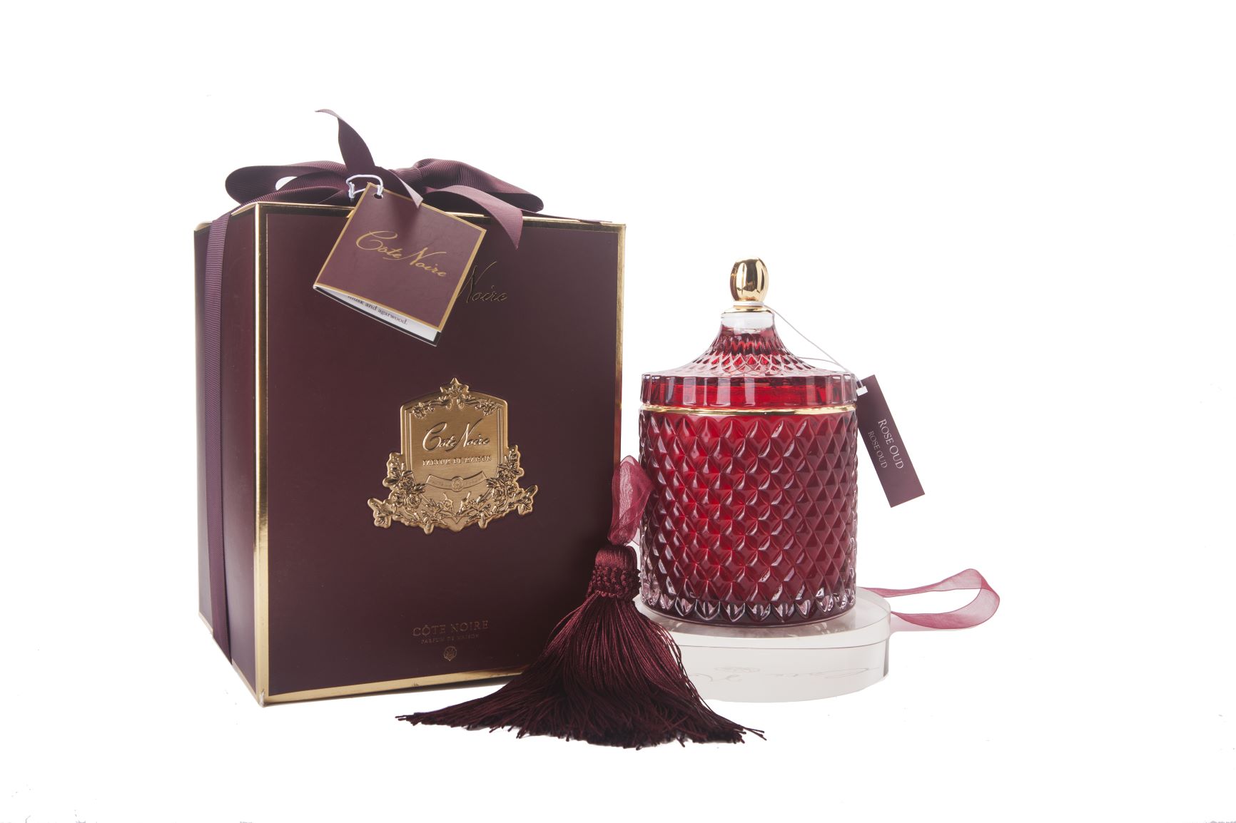 Côte Noire Art Deco GML45011 bougie rose oud rouge 600g