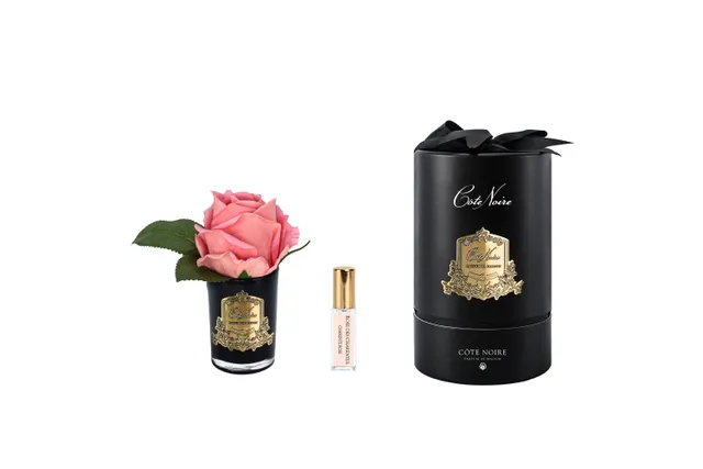 Côte Noire Perfumed Flowers bouton rose pêche verre noir RMRB45