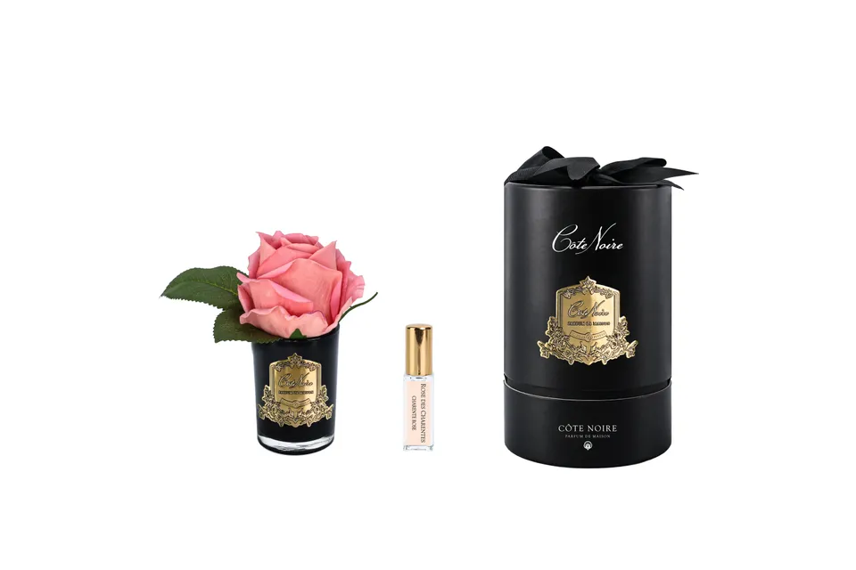 Côte Noire Perfumed Flowers bouton rose pêche verre noir RMRB45