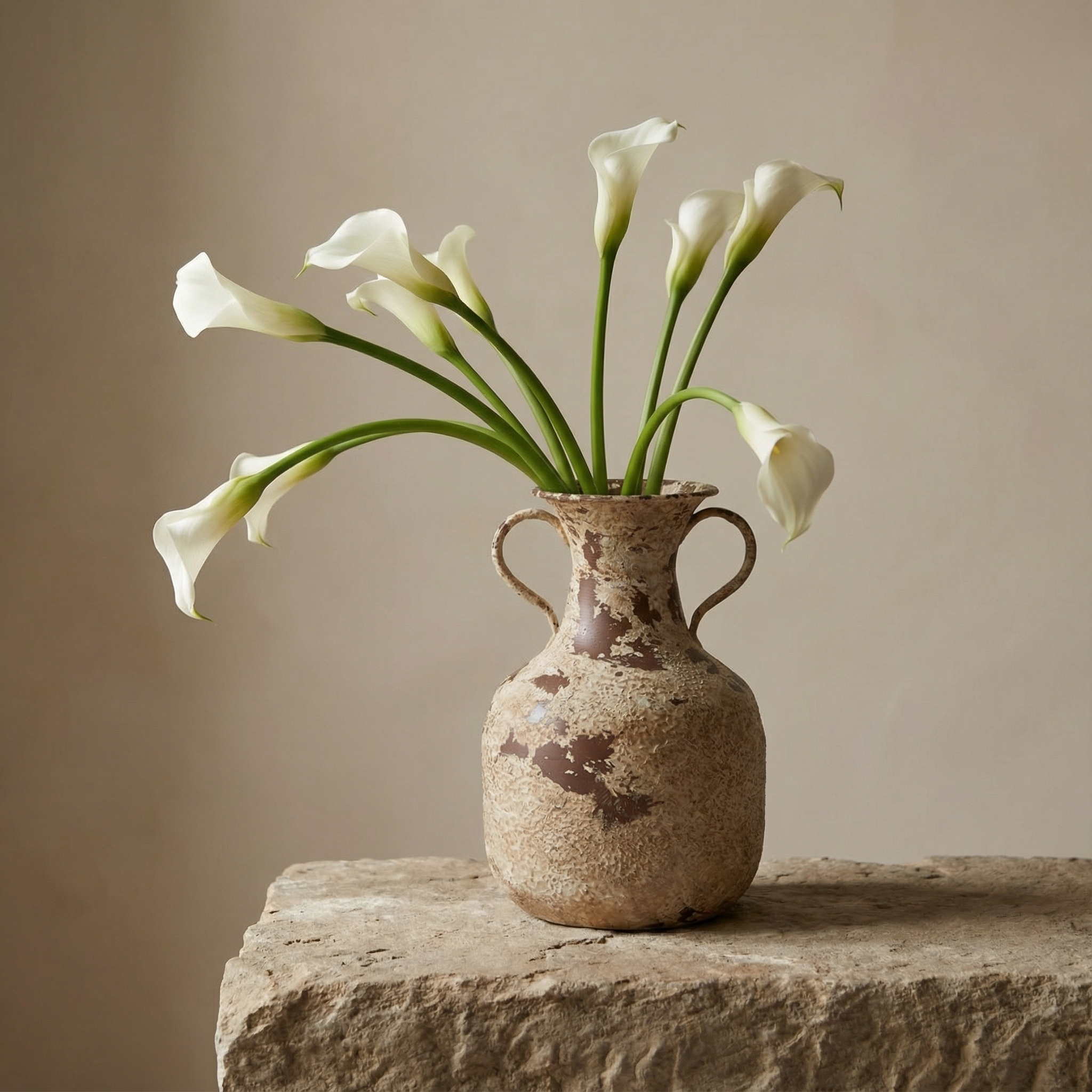 Sia Arka vase métal marron 34 cm amphore anses