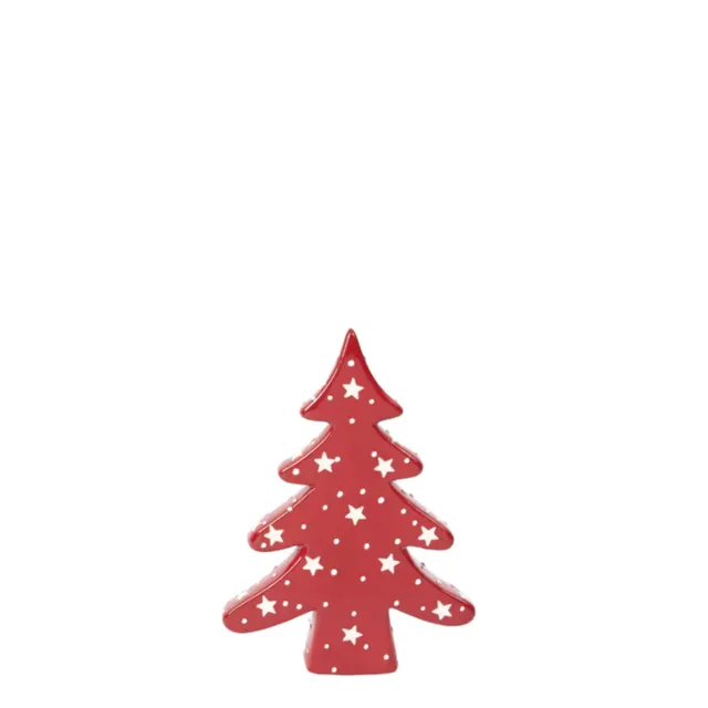 Sia Home Holly Sapin de Noël 15 cm rouge porcelaine