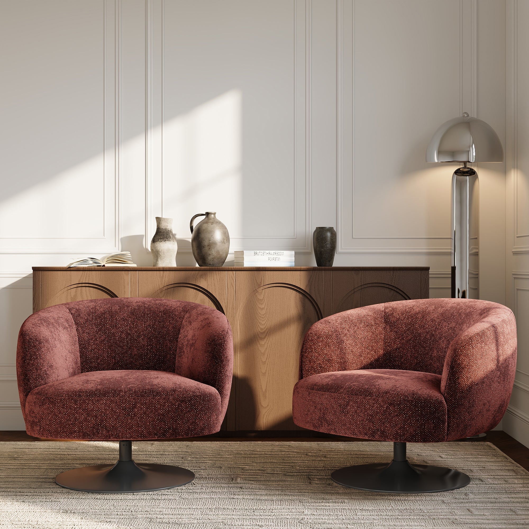 Sia Home Fauteuils Oska fauteuil Bordeaux pivotant