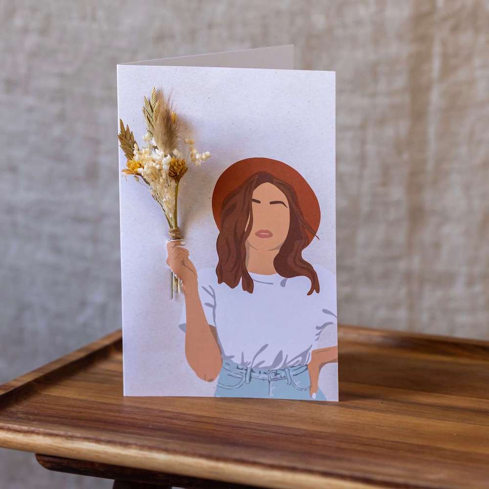 Flowrette carte de fleurs séchées crème papeterie artisanale
