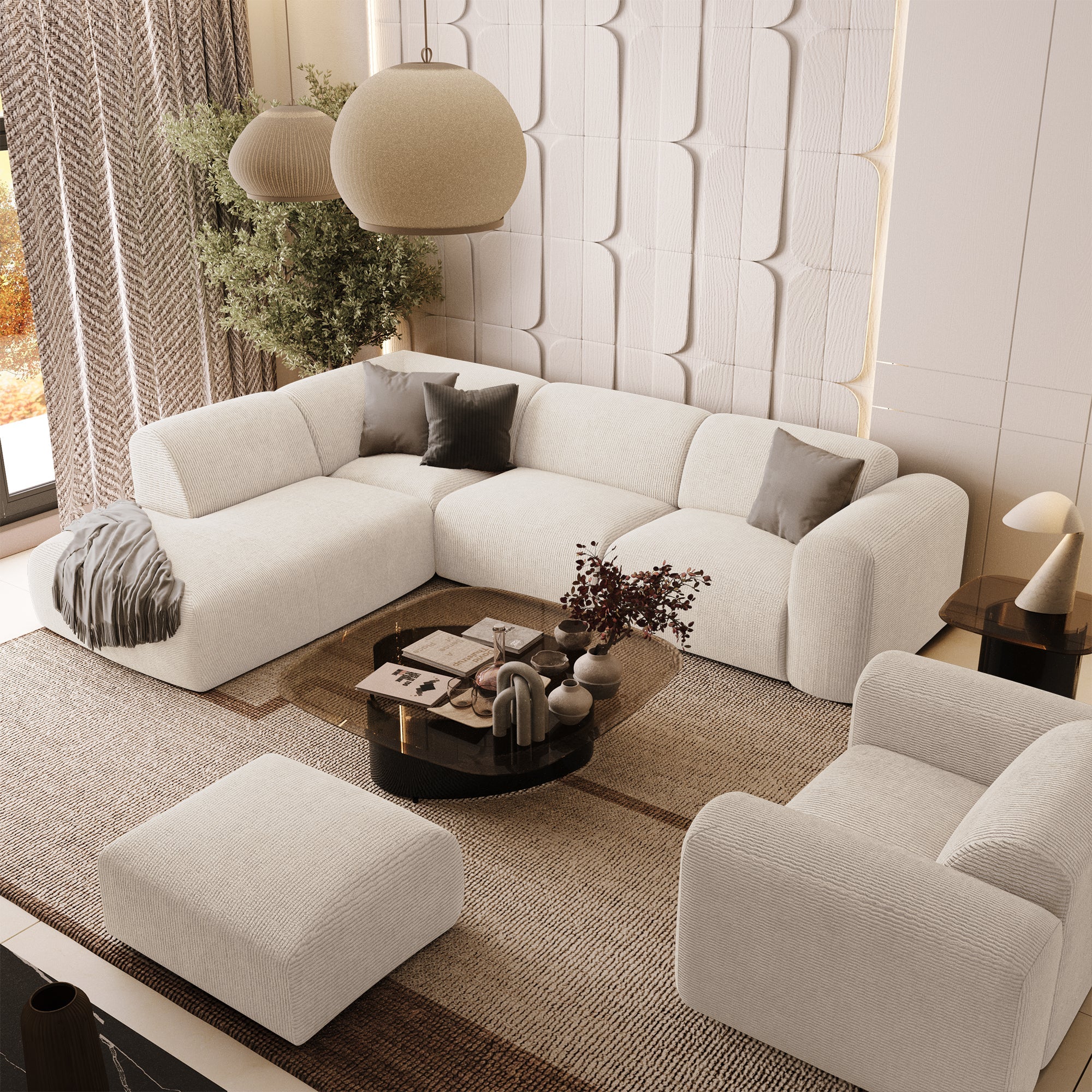 Sia Home Myra canapé grand angle gauche crème